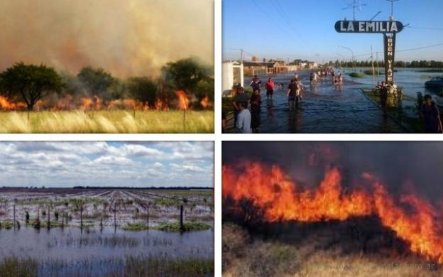 inundaciones e incendios en la provincia de Buenos Aires