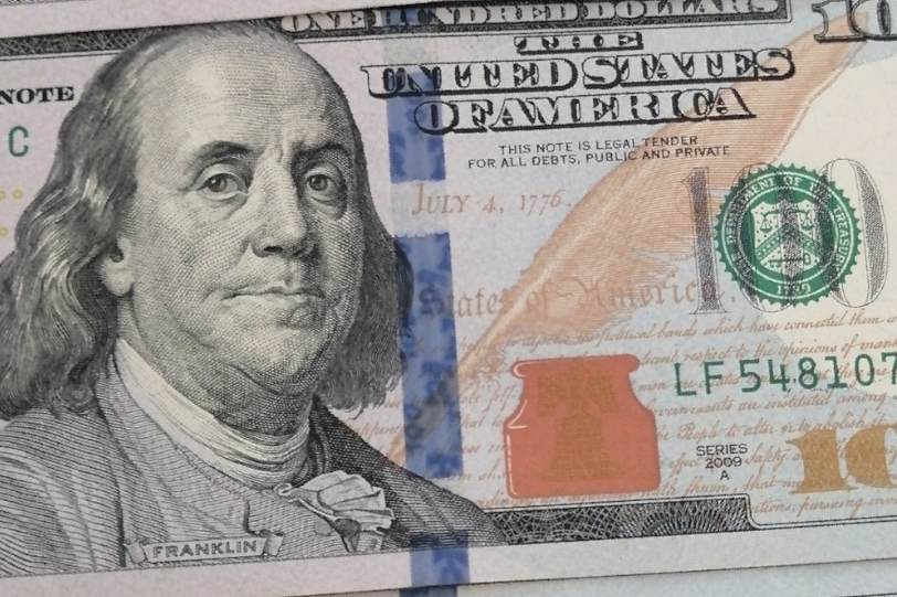 Dólar de 100, cara grande, Benjamin Franklin